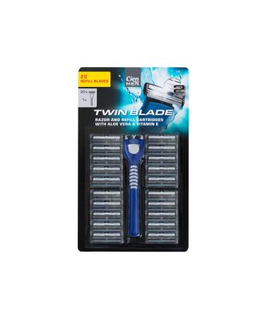 Cien Men Twin Blade Razor System - 6 Wet Razors + 120 Blades + Skin Protection Cream (75ml) - International Shipping Available - Buy Online on SooperMarket.com