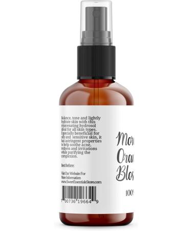 Organic Moroccan Orange Blossom Water - 4oz Glass Bottle | 100% Pure Neroli Water | Hydrating & Rejuvenating | Imported from Morocco - Buy Online on SooperMarket.com