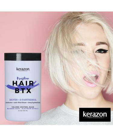 KERAZON Blonde Brazilian Hair Botox Treatment Purple Mask Platinum Effect - Salon Size for Smoothing, Hydration, Anti-Brass, Shine, Softness, Volume, and Frizz Control - Buy Online on SooperMarket.com