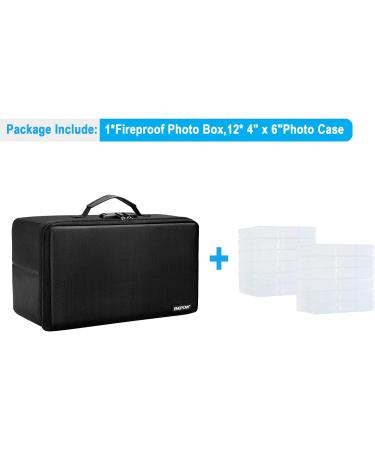 ENGPOW Fireproof Photo Storage Box with Lock - Organize & Protect Valuables, Portable Collapsible Container for Photos & Pictures + 12 Inner Cases - Buy Online on SooperMarket.com