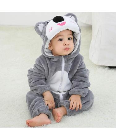 COOKY.D Baby Hooded Rompers for 3-6 Months - Koala Design | Winter Flannel Jumpsuit Pajamas for Infants 2-36 Months - Buy Online on SooperMarket.com
