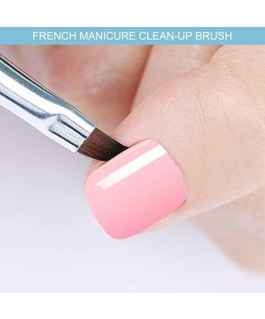 Oblique French Tip Nail Art Brush Set | Manicure Clean-Up & Design Pen | UV Gel & Acrylic Painting | Fine Hair | Black Handle - NB113 - Buy Online on SooperMarket.com