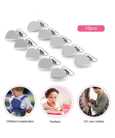 10pcs Heart Shape Pacifier Suspender Clips | Pacifier Holder & Bib Clips for Craft Projects | International Shipping - Buy Online on SooperMarket.com