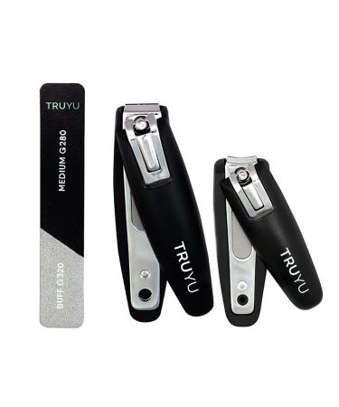 Truyu 3pce Nail Manicure Set Includes Nail and Toenail Clippers and Nail File. Ideal Manicure Set for Women and Perfect for Natural Or Acrylic Nails.
