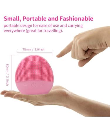 Mini Silicone Facial Cleansing Brush - FEITA Waterproof Silicon Face Cleaner and Electric Masager System for All Skin Types (Pink) - Buy Online on SooperMarket.com