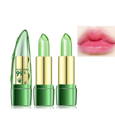 Gokame aloe vera lip care stick aloe vera lipstick lipstick with magical temperature lipstick color change long -lasting (2PCs)