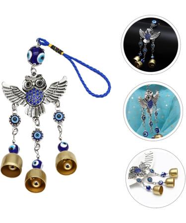 OSALADI Turkish Eye Wall Hanging 3 pcs Delicate Owl Bell Pendant Creative Wall Ornament Unique Home Pendant Bluex3pcs 25x6.8cmx3pcs - Buy Online on SooperMarket.com