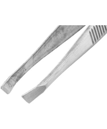 High-Quality Silver Eyebrow Tweezers - 9 cm Carbon Steel Inclined Tip for Precision Hair Removal - Buy Online on SooperMarket.com