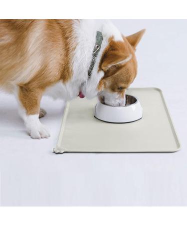 AUDWUD Silicone Waterproof Dog & Cat Feeding Mat - Anti-Slip Pet Bowl Mat 87x58 cm Beige | Durable Easy Clean Pet Accessories - Buy Online on SooperMarket.com