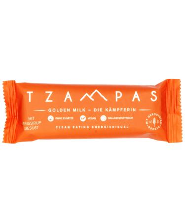 TZAMPAS Clean Eating Energy Bar Golden Milk - The Fighter (16 x 40g) | Organic Vegan No Additives with Coconut & Turmeric - Buy Online on SooperMarket.com