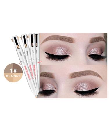 4 in 1 Eyebrow Contour Highlight Pen - Waterproof Long Lasting Microblading Brow Pencil for Perfect Definition | Blonde Eye Makeup Tool - Buy Online on SooperMarket.com