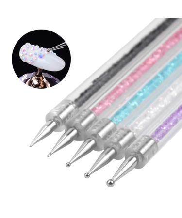 NATUCE 5 Pcs Nail Art Brush Set - Double Ended Nail Design Pens (6/8/10/12/15 mm) for Professional Nail Art - Buy Online on SooperMarket.com
