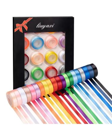 20 Colors 100 Yard Double Faced Polyester Satin Ribbon  3/8 Wide 5 Yard/Roll  Silk Ribbon Perfect for Christmas Gift Wrapping  Crafts  Hair Bows  Wedding Party Decoration and & Other Projects 3/8X100Y