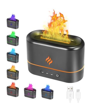 Flames aroma diffuser diffuse humidifier 3 timers 7 colored waterless automatic switch -off humid humidifier for at home office bedroom rooms (black) black
