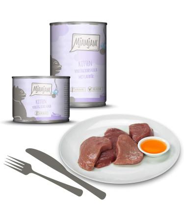 Mjamjam Premium Wet Cat Food - Grain-Free Kitten Excellent Calf with Salmon Oil 6-Pack (6 x 400g) | Extra Meat Formula - Buy Online on SooperMarket.com