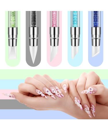 5Pcs Dual Tipped Nail Sculpture Pen with Silicone Rubber Tip - Nail Art Tool for Rhinestone & Polish Carving - Buy Online on SooperMarket.com