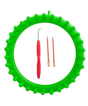 S & E TEACHER'S EDITION Round Knitting Loom Set, 9.5 Inch Diameter, Green.