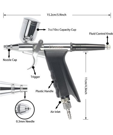 Uouteo 166TH Airbrush Trigger Gun with 0.3mm Needles, 7CC & 10CC Cup for Painting - Airbrush Kit - Buy Online on SooperMarket.com