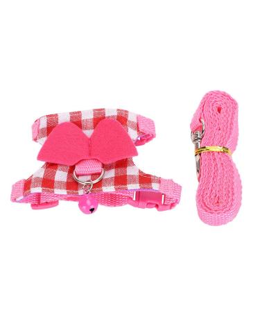 Small Pet Vest Chest Strap Pet Walking Harness and Leash Set Rabbit Squirrel Ferret Hamster Pink Vest Harness(S)