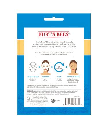 Burt's Bees Hydrating Facial Masks - 100% Natural (6 Count) - Buy Online on SooperMarket.com