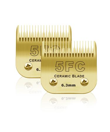 BESTBOMG 2 pieces 5fC replacement knife for dog care compatible with Heiniger/Moser Max45/Andis/Easter A5 derailleur for dogs length 1/4 inches (6.3 mm) gold colors 5FC-G-2