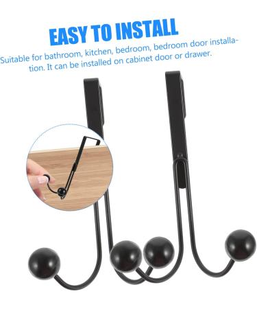 NAMOARLY 2pcs Double Hook Wall Mounted Clothes Rack Door Clothes Hangers Punch- Hook Back Door Nail 14x9cm Black - Buy Online on SooperMarket.com