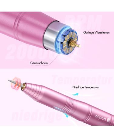 Weyi Nail Miller - 20 000 RPM Electric Nail File & 11-in-1 Manicure Set for Gel & Acrylic Nails | Adjustable Speed | Pink - Buy Online on SooperMarket.com