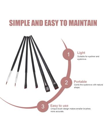 Beaupretty 6pcs Travel Eyeliner Makeup Brush Set - Dual Purpose Thin Eye Liner & Cream Brushes for Perfect Makeup - Artificial Fiber - Buy Online on SooperMarket.com