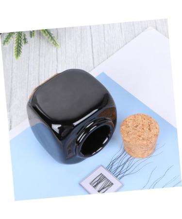 PLAFOPE Medicine Cup Liquid Powder Container Cork Jar Wooden Cap Ceramic Lid Clear Dappen Makeup Containers Art Small Travel Pill Container Practical Empty Bottle Nail Bamboo Accessories 7.50X5.50X5.50CM Black - Buy Online on SooperMarket.com