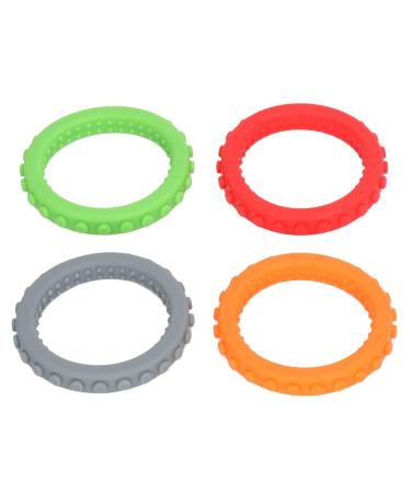 4PCs baby biting rings Braceland silicone baby chicken stuff red orange gray green dishwasher fridge safe for girls and boys easy to keep