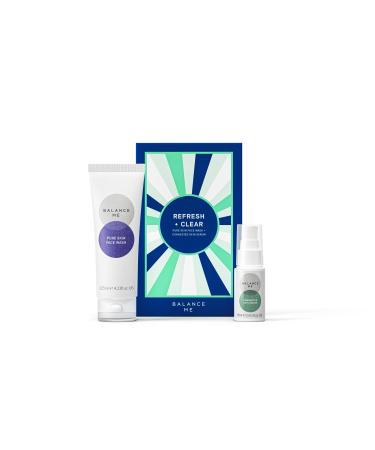 Balance Me Christmas Gift Set Refresh + Clear Congested Skin Serum Pure Skin Face Wash Clearer Calmer Skin 2 award winning products Vegan/ Natural Skin Care - 1 each Refresh and Clear