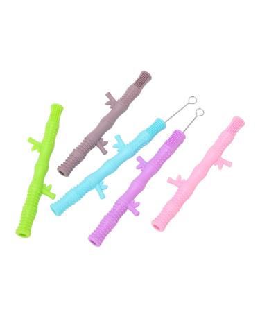 Baby Teething Tubes  Baby Teething Toys Colorful Massage Gums Food Grade Silicone with Baby Brush for Home Bedroom