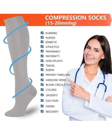 Compression Socks 3 Pairs for Men & Women - Support for Running, Nurses, Cycling - Pink/Purple/Grey - Small-Medium - Buy Online on SooperMarket.com