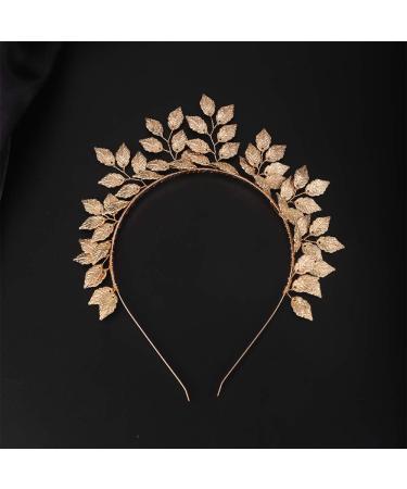 YERTTER Wedding Gold Leaf Tiara Hair Crown Handmade Bride Hair Band Bridal Greek Goddess Leaves Head Pieces for Wedding Prom Brithday Party