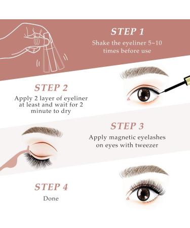Magnetic Eyelashes with Eyeliner Kit - 6 Pairs 3D Natural Look Reusable False Lashes - Long Lasting Magnetic Liner - Includes Mirror Box and Professional Tweezers - No Glue Needed - Buy Online on SooperMarket.com
