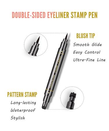 Enfuntins Eyeliner Stamp Set - 6 Pcs Double-Ended Liquid Eye Liner Pen, Waterproof & Smudge-Proof, Long-Lasting Tattoo Eye Makeup with Winged, Smiley, Star, Moon, Heart, and Flower Designs - Buy Online on SooperMarket.com