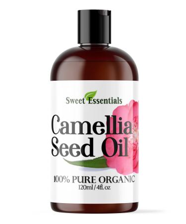 Sweet Essentials Organic Camellia Seed Oil | Imported From Japan | 4oz Bottle | 100% Pure | 100% Organic | For Hair & Skin Use | Japanese Beauty Oil | Camellia Oleifera