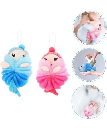 Angoily 4 Pcs Cartoon Bath Ball Sponge Set for Kids | Mesh Shower Scrubber & Loofah Cushion | Ideal Bathing Accessories for Children - Buy Online on SooperMarket.com