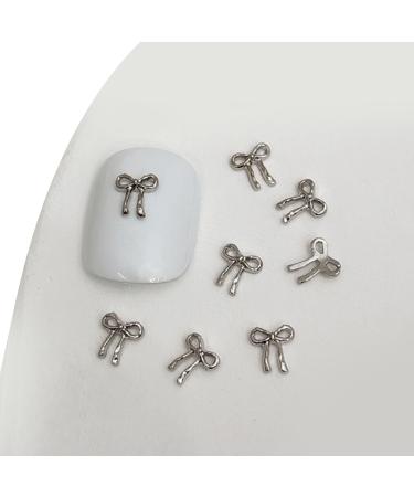 3D Metal Embellishments 20pcs Bowknot Decorations For Individual Styles 03 White K