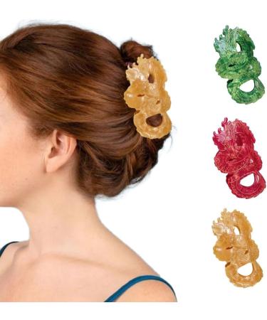 JSGHGDF Delicate Chinese Loong Hair for Woman Girl Skincare Makeup Hair Clip for Thin Hair Nonslip Delicate Hair Clip Red - Buy Online on SooperMarket.com