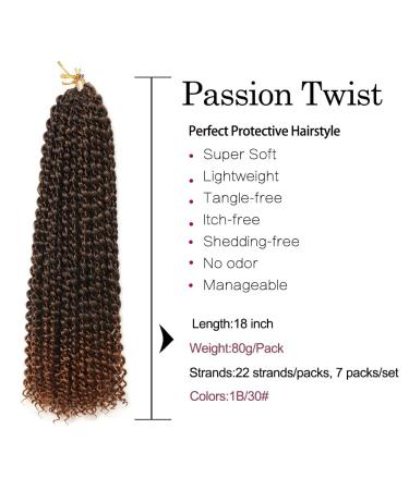Passion Twist Hair - 7 Packs 18-Inch Water Shaft Bohemian Crochet Extensions (T1B-30#) | YDDM Authentic Hair - Buy Online on SooperMarket.com