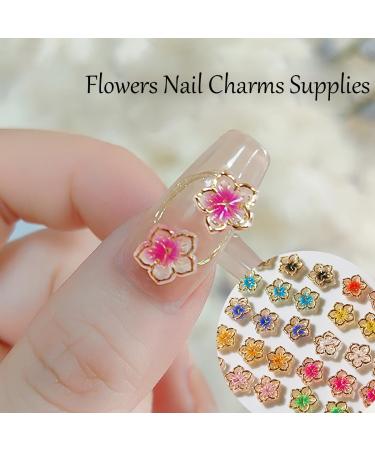100Pcs Flower Nail Charms | 3D Resin Gems for Nail Art | DIY Manicure Decor | Mixed Color Spring Blossoms - Buy Online on SooperMarket.com