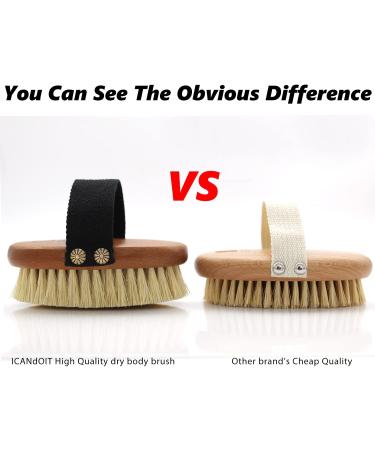 ICANdOIT High Strength Dry Body Brush - Natural Bristle Exfoliating Massage Brush for Cellulite, Lymphatic Drainage, and Soft Skin - Stiff Tampico Fiber for Improved Circulation and Ingrown Hair Prevention - Buy Online on SooperMarket.com