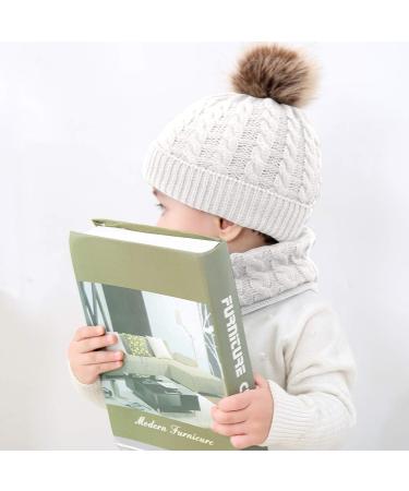 Yinuoday Toddler Baby Knit Hat Scarf Set - Winter Warm Beanie Cap with Circle Loop Scarf Neckwarmer in White (2PCS) - Buy Online on SooperMarket.com