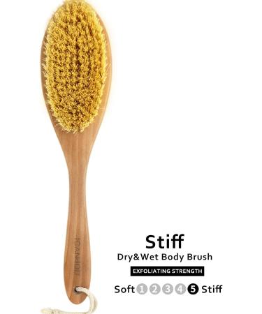 ICANdOIT Dry Brushing Body Brush - Long Handle for Cellulite and Lymphatic Drainage - Natural Agave Cactus Tampico Bristles - Men & Women - Buy Online on SooperMarket.com