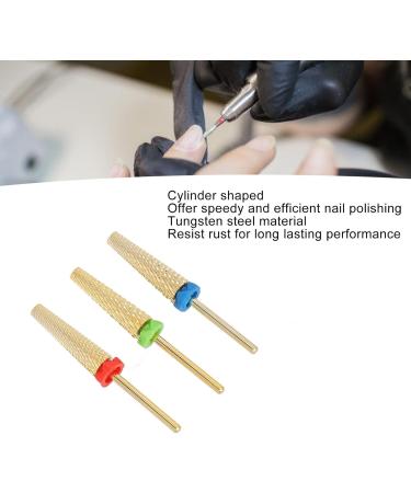 Nail Drill Bits 3 Pieces Gold Tungsten Steel Manicure Drill Bits for Nail Salon - Buy Online on SooperMarket.com
