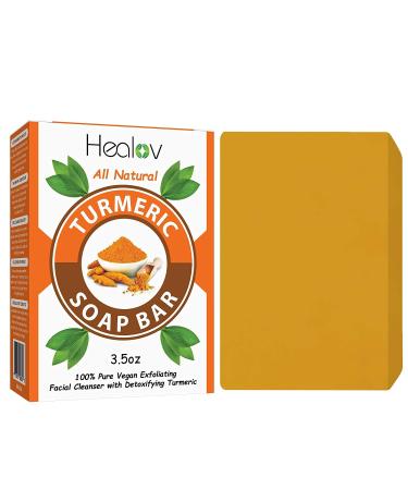 Turmeric Soap Bar for Face & Body - All Natural Turmeric Skin Detox Soap Bar - Turmeric Face Soap Reduces Acne, Fades Scars & Cleanses Skin - 3.5oz Turmeric Bar Soap for All Skin Types