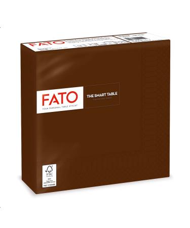 Fato disposable paper napkind ideal for informal lunch and buffets pack with 50 napkins size 33x33 4-folded 2-layer color chocolate 100% pure cellulose paper FSC
