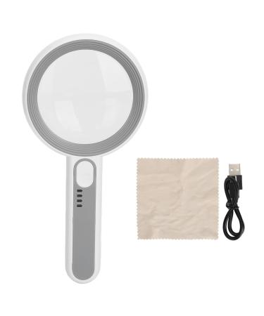 Lighted Magnifying Glass 5X 12X 3 Brightness Gears Handheld Magnifying Glass for Antiques Appreciation
