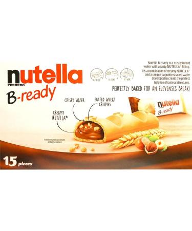 Nutella B-Ready x 15 Bars | Wafers Filles with Hazenut Cocoa | Easy Snack | On The Go to Work - Home Nutella Bars | Individually Wrapped | Easy to Go | Sold by EPL - Buy Online on SooperMarket.com